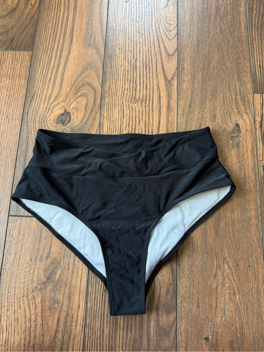 High Cross Waist Black Bikini Bottoms